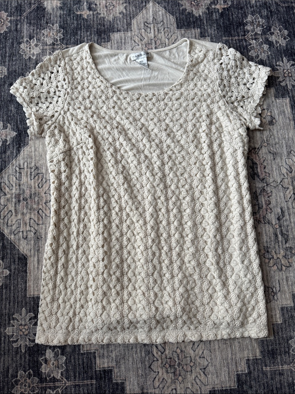 Hannah Cream Crochet Short Sleeve Tee